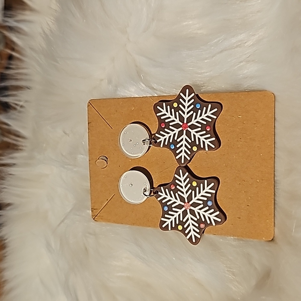 Gingerbread Snowflake Earrings